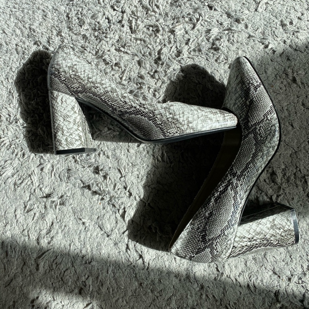 Snake Skin Closed Toe Heels